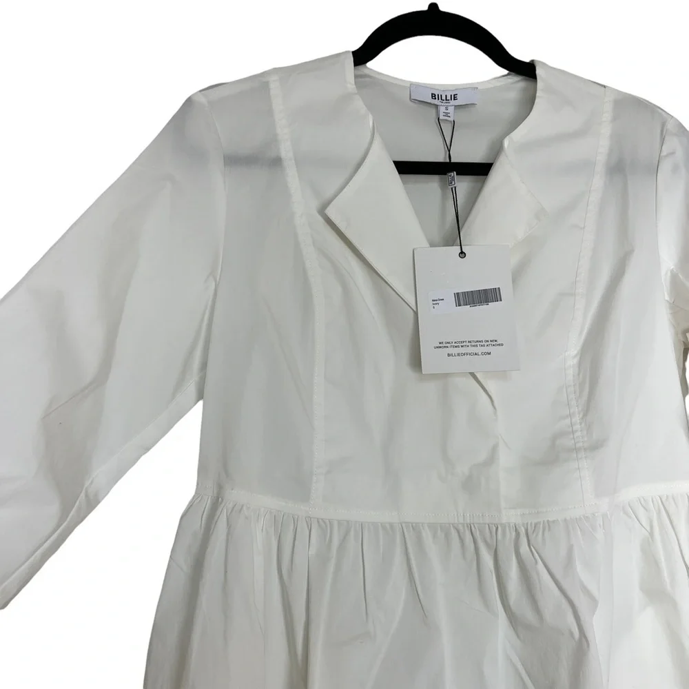 Billie The Label Alexa Poplin Mini Dress In Ivory Size Small NWT - Picture 3 of 7